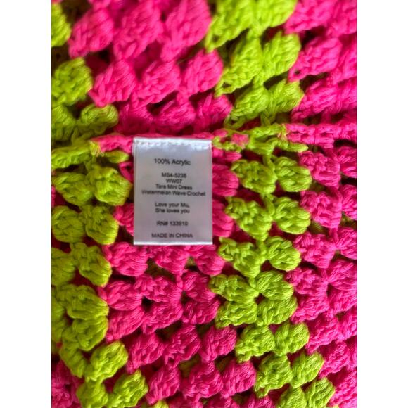 NEW NWT Show Me Your Mumu Tara Mini Dress Watermelon Wave Crochet Size Small - Picture 4 of 5